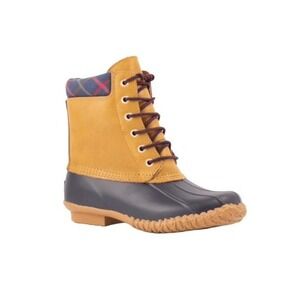Storm by Cougar Roger Waterproof Duck Boots Tan Blue‎ Leather Rubber Snow Winter